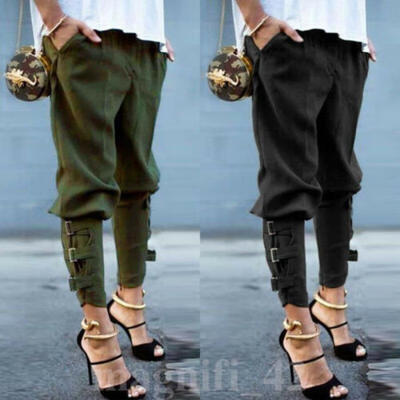 

XL Women Elastic Pencil Skinny Pants Wide Legs Trousers Military Army Legging