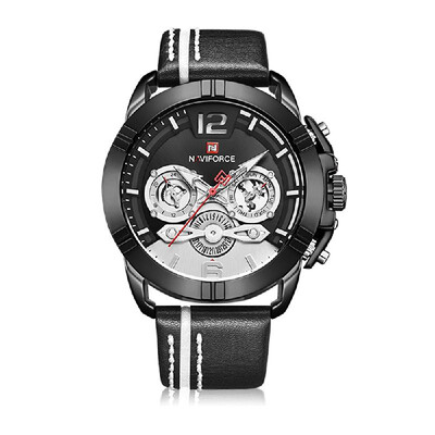 

NAVIFORCE Leather Band Quartz Wristwatch Fashion Outdoor Sports Multifunctional Watch 3ATM Waterproof Luminous Man Watch NF9168 Ro
