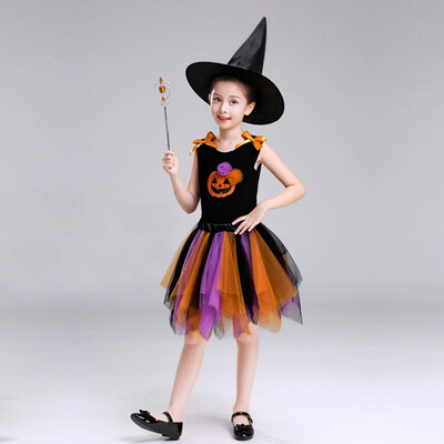 

Toddler Kid Baby Girl Halloween Skirt Tops Party Sets Hat Pumpkin Print Clothes