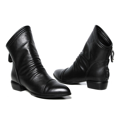 

Rose New Fashion Women Zipper Soild Round Toe Square Heel Shoes Party Casual Boots