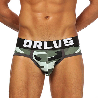 

Mens Camouflage Mesh Briefs Middle Waist Sexy Underpants Breathable Underwear