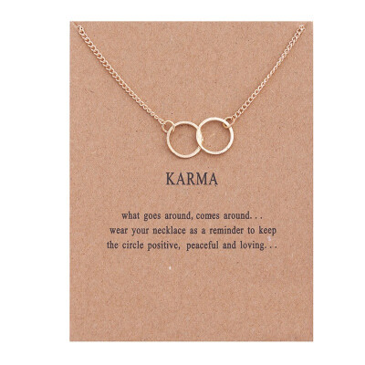 

Fashion Jewelry New Gold-color Karma Double Circle Alloy Chocker Pendant Short Necklace For Women