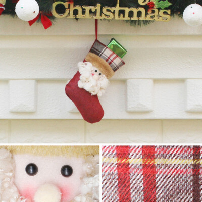 

Happy New Year Christmas Stockings Socks Plaid Santa Claus Candy Gift Bag Tree Hanging Ornament Xmas Decoration