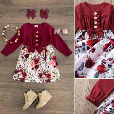 

Cute Toddler Girls Baby Princess Bow Dress Long Sleeve Party Tutu Dress Clothes