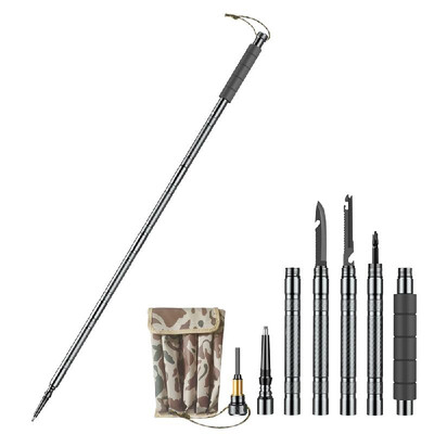 

Outdoor Multi-purpose Trekking Pole Portable Aluminium Alloy Hiking Walking Stick Mountaineering Camping Tools