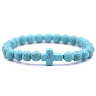 

Vintage Natural Stone Cross Charms Beads Bangles Bracelet