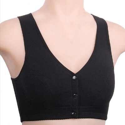 

Mom underwear middle-aged bra female front buckle bra without steel ring full cup bra middle-aged vest cotton Red