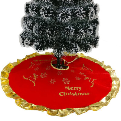 

〖Follure〗Red Christmas Tree Skirt with Golden Ruffle Edge New Year Holiday Xmas Decor