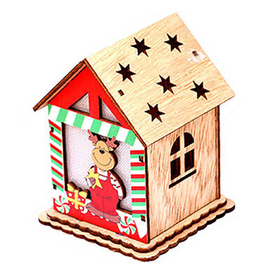 

Wooden DIY Assembly House Christmas Desk Ornaments With LED Candle Light For Indoor Holiday Party Decor Accessories Home Decor