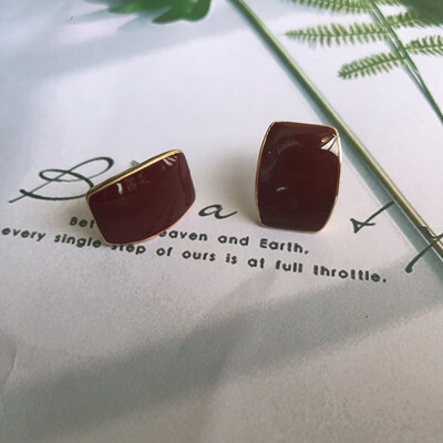 

2019 Contracted square color contrast color earrings female fashion lady geometric stud earrings Modern jewelry