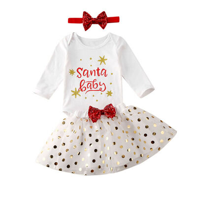 

Christmas Newborn Baby Girl Xmas Clothes Set Tops RomperLace Tutu Skirt Outfits