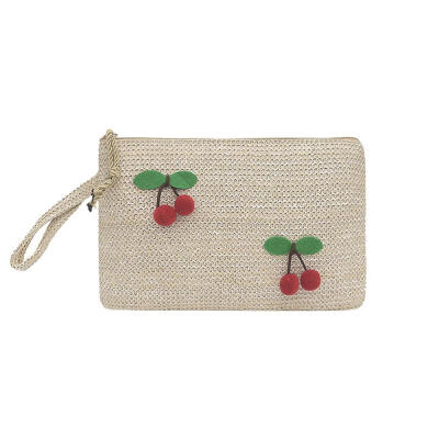 

Cute Wristlet Clutch Beach Women Daily Makeup Bags Straw Zipper Wallet