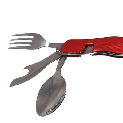 

Folding Stainless Steel Fork Spoon Cutter Kit 3 in 1 Mini Outdoor Multifunctional Tableware