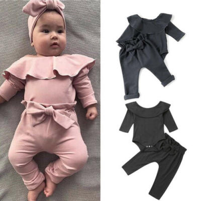 

US Newborn Kids Baby Girls T-shirtPants Leggings 2pcs Outfits Set Clothes Solid