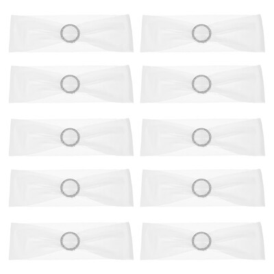 

10PCS Wedding Decorations Elastic Spandex Chair Cover Sashes Bows Elastic Chair Bands With Buckle Slider Sashes Bows 7 Colors