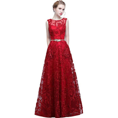 

2018 New Arrival Long Elegant Evening Dresses Sexy O-neck Illusion Luxury Embroidery Noble Banquet Party Prom Dress Robe De Soiree