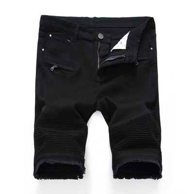 

〖Follure〗Mens Summer Hole Zipper Crumple Fit Straight Denim Vintage Style Jeans Pants