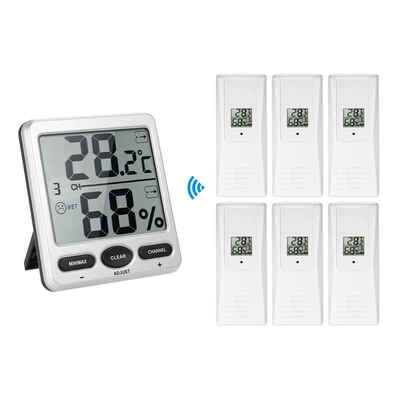 

1 to 6 Thermometer Remotes Sensor Emitter Wireless Digital Thermo-Hygrometer Console Receiver 10 to 99 Humidity Range