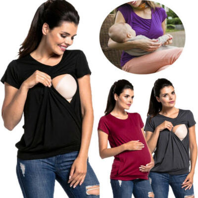 

Women Pregnant Maternity Clothes Nursing Tops Breastfeeding Loose T-Shirt Blouse