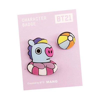 

2 Pcs Set KPOP BTS Same paragraph Cartoon Acrylic Badge Set Super Cute Brooch Bag Pendant
