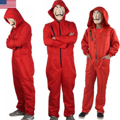 

US Paper House La Casa De Papel Salvador Dali Face Costume Jumpsuits Mask Outfit