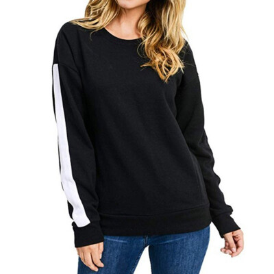 

2019 Fashion Autumn&winter Women Stripe Loose O-neck Sport Sweatshirt