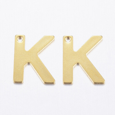 

304 Stainless Steel Charms LetterK Golden 11x9x08mm Hole 1mm