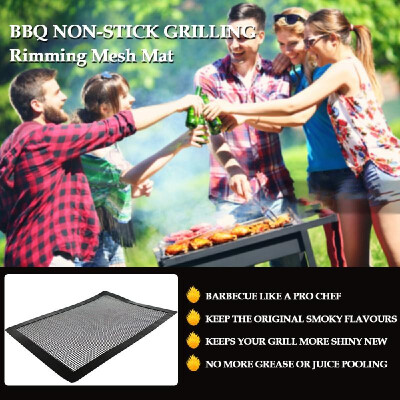 

BBQ Grill Mesh Mat Non-stick Grilling Mat Rimming Mesh Mat On Grate Oven for Barbecue Fish Meat Vegetables