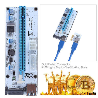 

PCI-E 1x to 16x Adapter Video Extender Card Mining Cable with 3 Power Ports