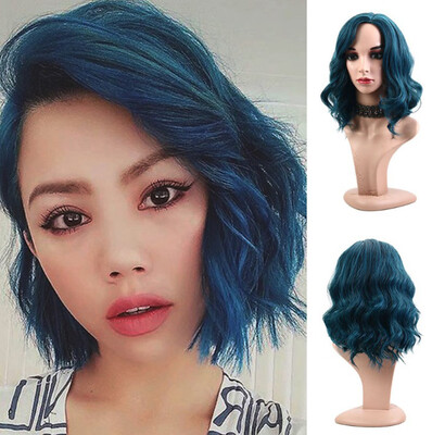 

〖Follure〗Womens Fashion Wig Blue Synthetic Hair short Wigs Curly Wig