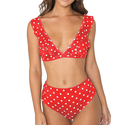 

Saidsome Womens Piece Wave Swimsuit Lotus Leaf Bikini Swimwear Beachwear Bathing Suit