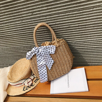 

Summer new straw ins bag female 2019 new Korean version of the wild single shoulder fashion portable scarf straw bag