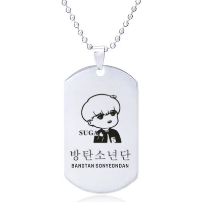 

KPOP BTS Bangtan Boys Same Paragraph Necklace Cartoon Image Military Necklace Simple Elegant Male Female Necklace Gifts for Fans
