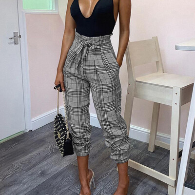 

Tailored Women Casual Bow Lattice Loose Pants Long Pants