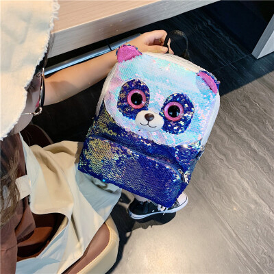 

Panda sequins animal schoolbags cartoon girls cute kindergartens baby backpacks childrens shoulder bags 1-3-5 year tide