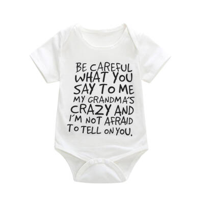 

Newborn Baby Short Sleeve Basic Rompers Cute Letters Print Cotton Jumpsuit