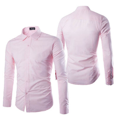 

Luxury Mens Stylish Casual Dress Shirt Slim Fit T-Shirts Formal Long Sleeve HOT