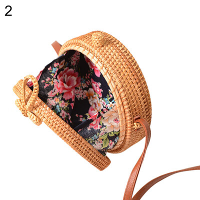 

Handmade Woven Rattan Shoulder Bag Vintage Bowknot Buckle Women Crossbody Pouch