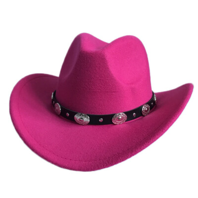 

9 Colors Unisex Women Men Woolen Cowboy Hat Wide Brim Trilby Hat