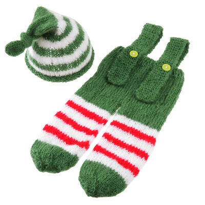 

2pcs Infants Baby Costume Photography Prop Crochet Bind Foot Bib Pants Hat