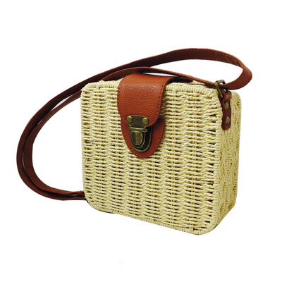 

Summer Beach Women Candy Color Small Square Straw Bag Crossbody Shoulder Pouch