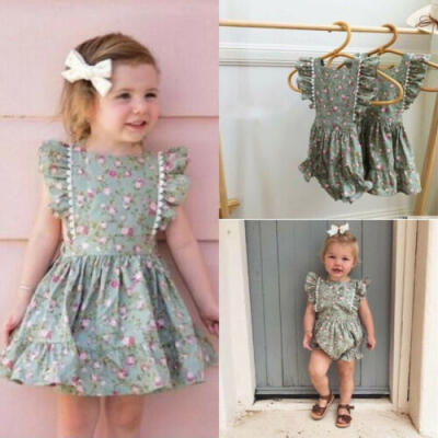 

Toddler Kids Baby Girl Clothes Sister Matching Floral Romper Dress Outfits Set