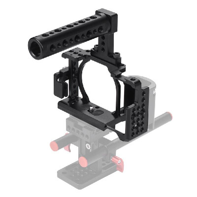 

Andoer Protective Aluminum Alloy Video Camera Cage Hand Grip Top Handle Baseplate Kit Film Making System with Cable Clamp fo