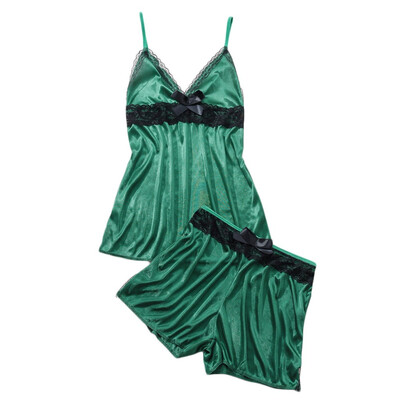 

Toponeto Women Sexy Lingerie Lace Nightwear Satin Sleepwear Camisole Short Sets Pajamas