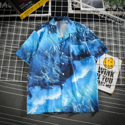 

Tailored Mens Summer Fashion Shirts Casual Short Sleeve Beach Tops Loose Casual Blouse