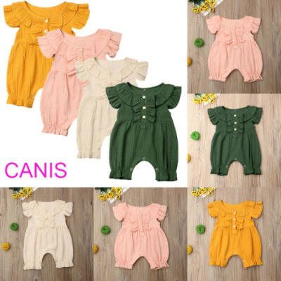 

Toddler Kids Baby Girl Summer Fly Sleeve Cotton Romper Bodysuit Jumpsuit Clothes