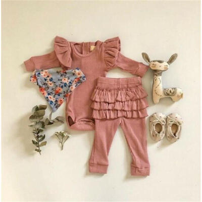 

3-24M Baby Girl Outfit Long Sleeve Romper Bodysuit Ruffle Pants Legging Clothes