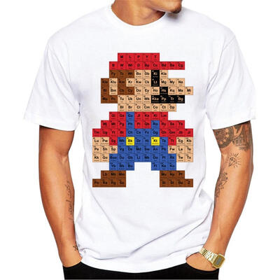 

2018 Men Fashion T Shirt Hipster Printed Tee Shirts Short Sleeve Tops Super Mario Periodic Table T-Shirts