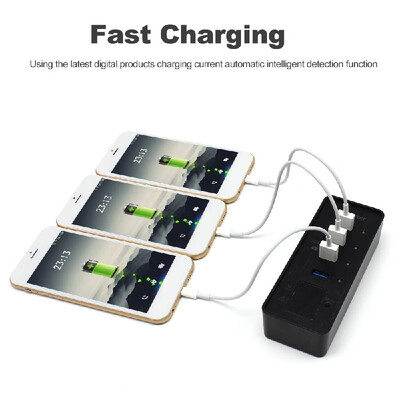 

OImaster 4 Ports USB30 Hub High Speed Hub Plug&Play with Charger for Mac PC USB Flash Drives USB Powered Devices EU Plug