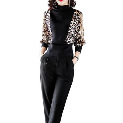 

Sexy Women Tops Long Lantern Sleeve Leopard Print Slim Fit Spring Clothes